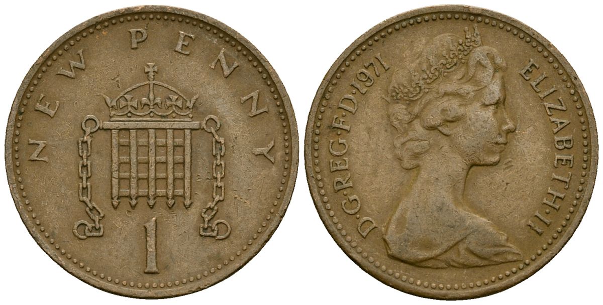 Великобритания 1 пенни 1971 Елизавета II (1952-2022) KM 915, Spink 4237 (B1) бронза 4167-1214