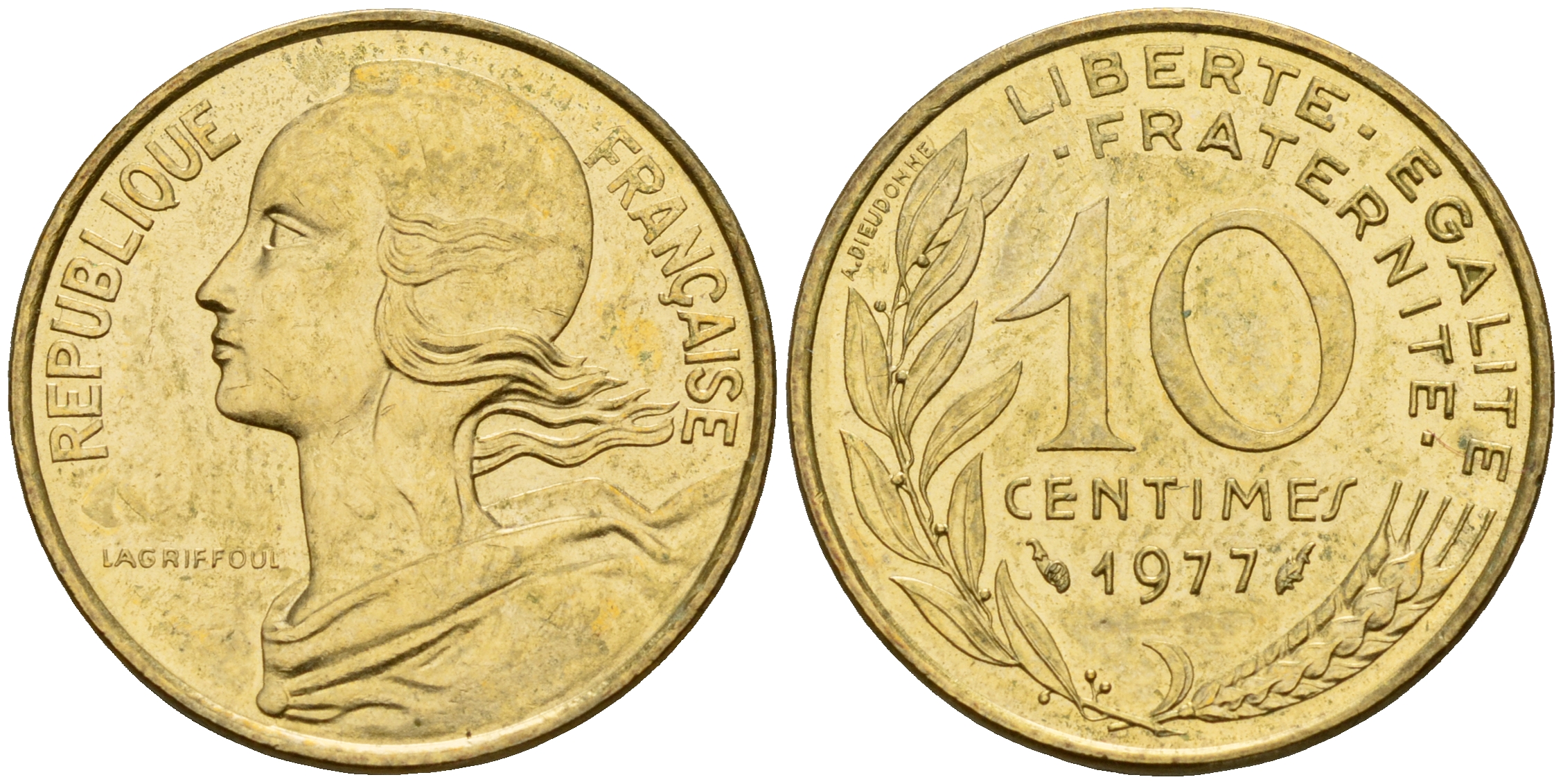 Франция 10 сантимов 1977 тип Marianne KM 929 медь-алюминий-никель    4189-236