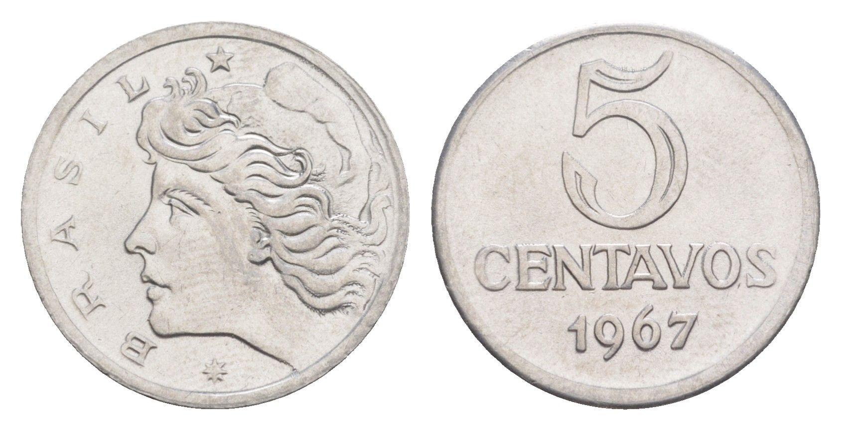 Бразилия 5 сентаво 1967 KM 577.1 нержавеющая сталь UNC 4644-415