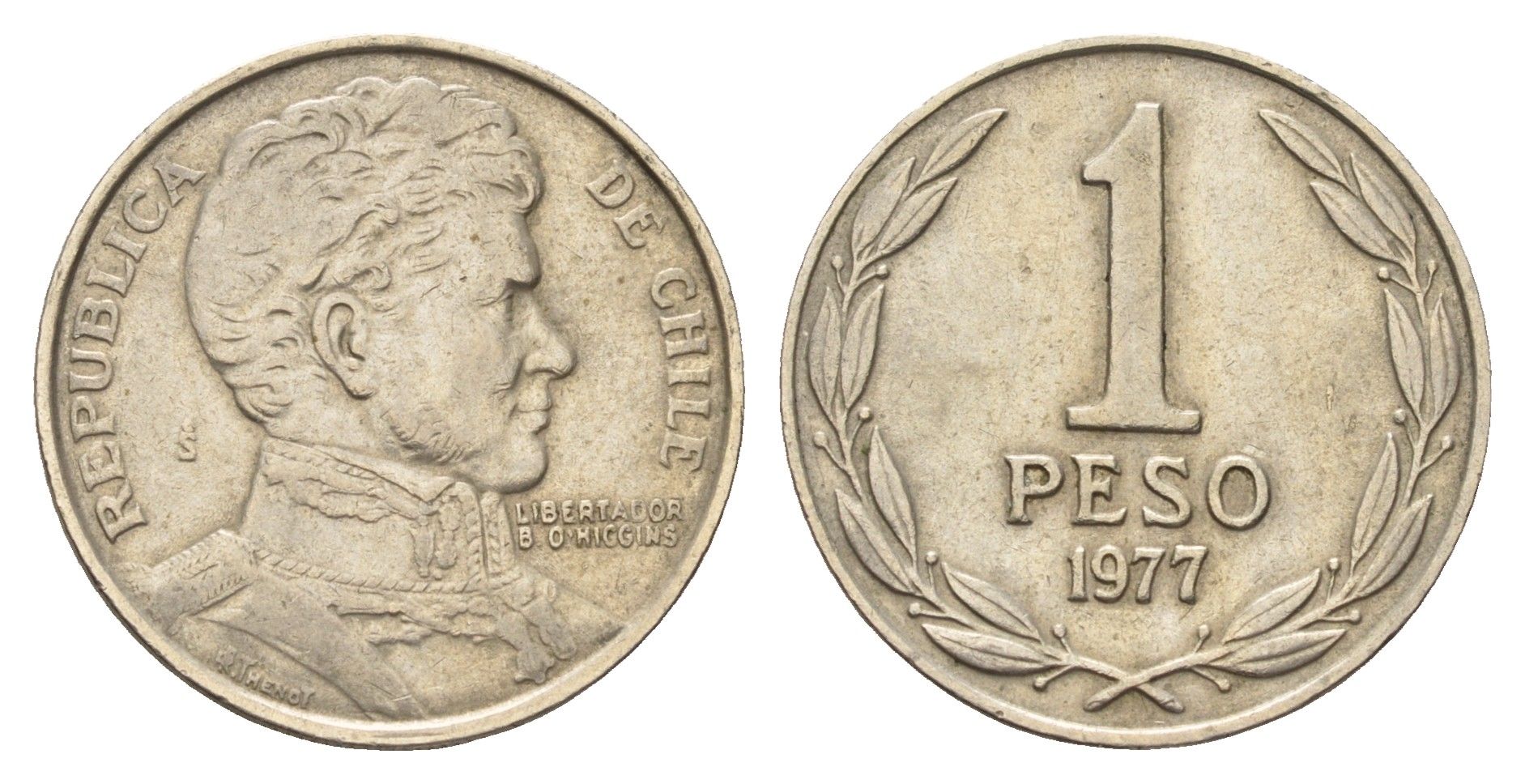 Чили 1 песо 1977 KM 208 медно-никель 4688-341