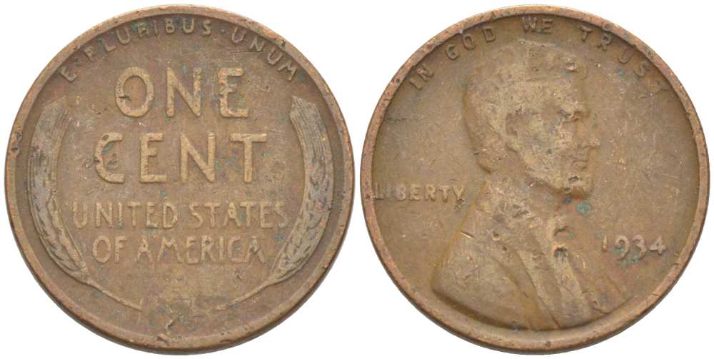 США 1 ЦЕНТ 1934 ЛИНКОЛЬН KM 132 бронза 3309-426