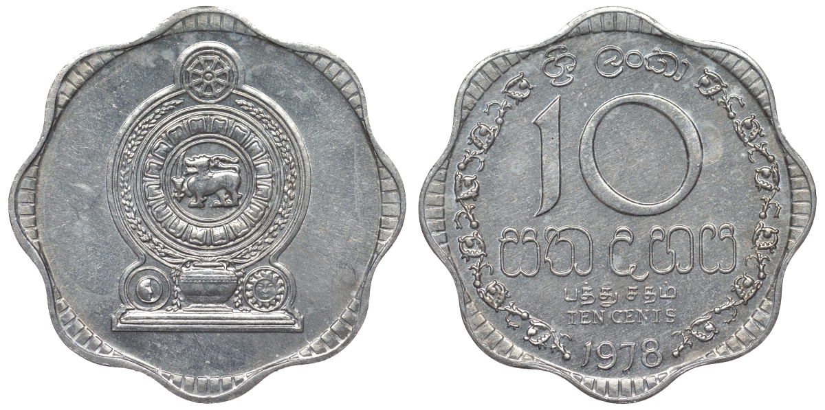 Шри-Ланка 10 центов 1978 KM 140 a алюминий 4118-946