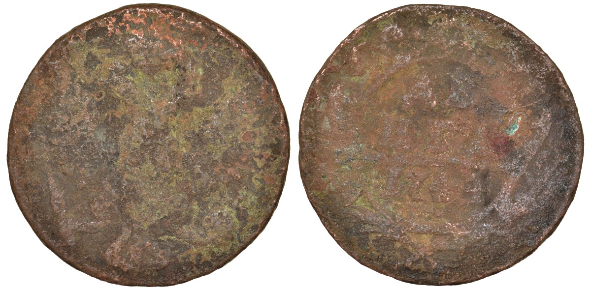 Россия 1 деньга 17ХХ медь 51-3945