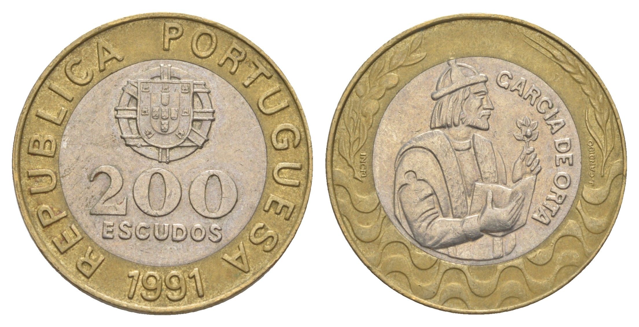 Португалия 200 эскудо 1991 Гарсия Де Орта (1501-1568) KM 655 биметалл 4393-327