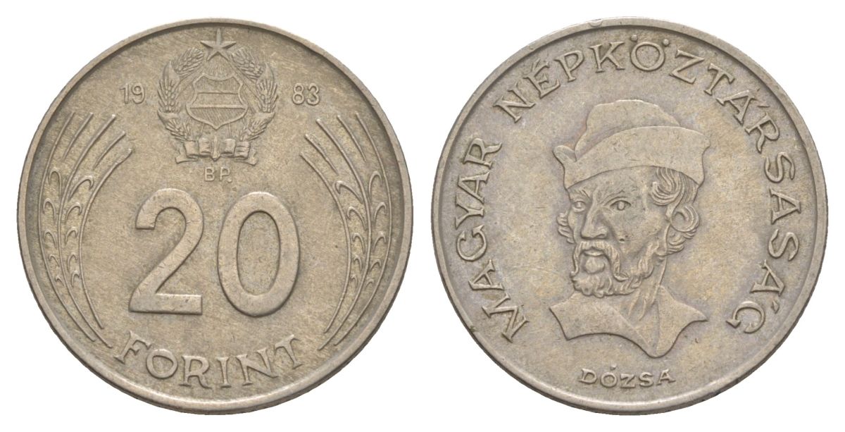 Венгрия 20 форинтов 1983 KM 630 медно-никель 4633-525