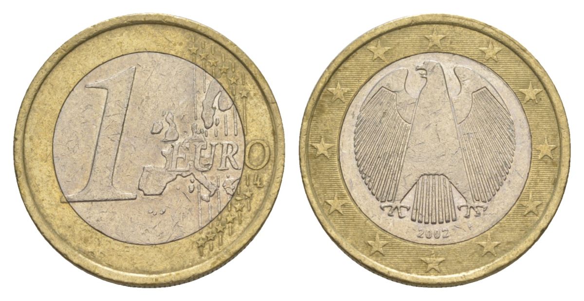 Германия 1 евро 2002 F KM 213 биметалл 4629-422