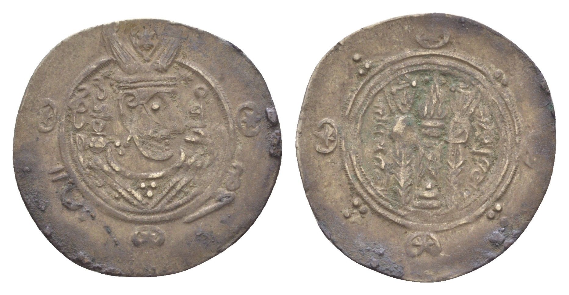 Табаристан 1/2 драхмы (подражание Сасанидской драхмы) 788-793 AH 172-176, Мукатиль серебро 1515-2123