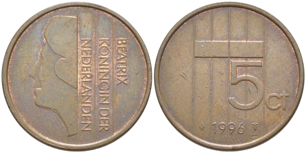 Нидерланды 5 центов 1996 Беатрикс (1980-2013) KM 202 бронза 3856-547