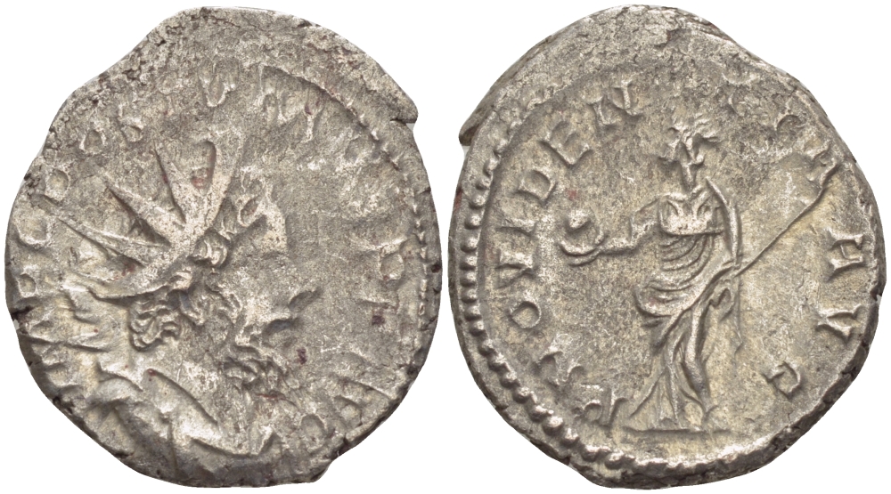 Римская Империя (императоры в Галлии) антониниан 260 - 269 Постум. IMP C POSTVMVS P F AVG / PROVIDENTIA AVG, Провиденция, держащая скипетр и сферу, Колония Агриппины, Good Very fine RIC 323 биллон 1073-13-67