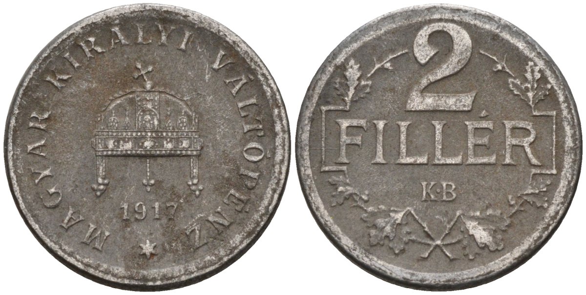 Венгрия 2 филлера 1917 KM 497 железо 4115-1045
