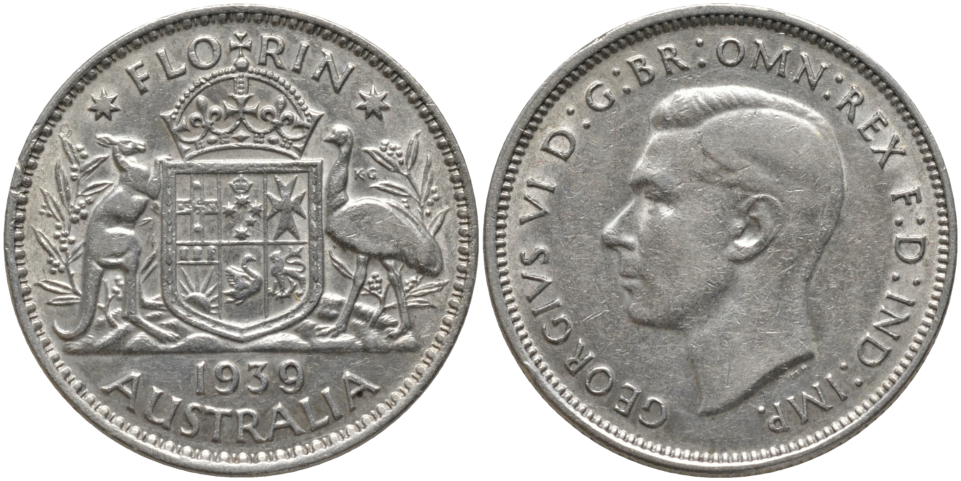 Австралия 1 флорин 1939 Георг VI (1937-1952) KM 40 серебро    4527-1034