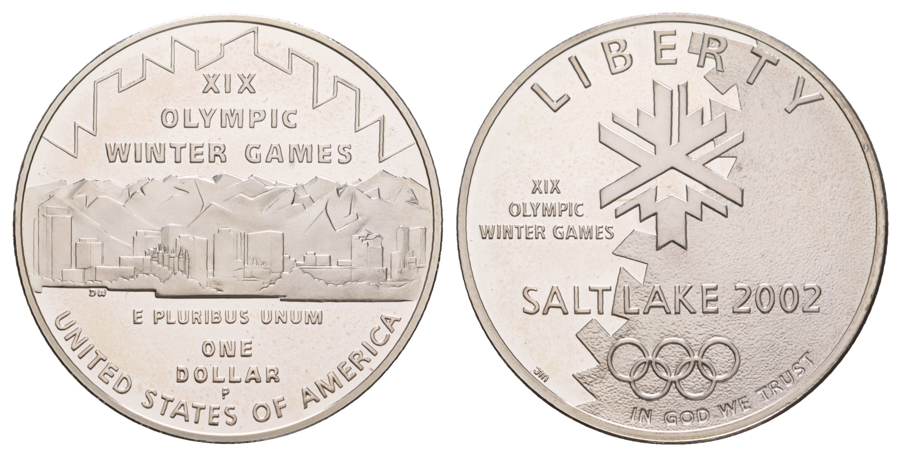 США 1 доллар 2002 P, XIX зимние Олимпийские Игры, Солт-Лейк-Сити 2002, в оригинальной коробке, с сертификатом KM 336 серебро PROOF 3-6-2-05