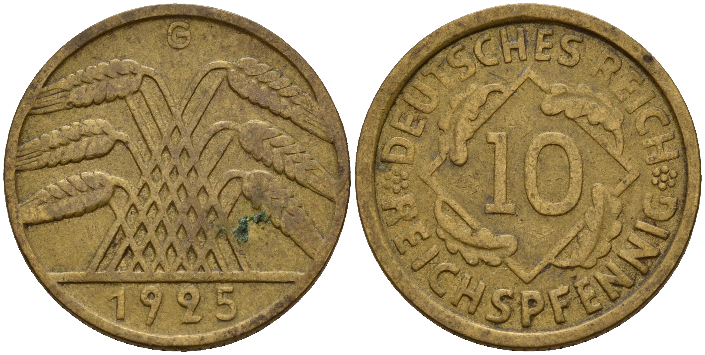Германия 10 рейхспфеннигов 1925 G J. 317, KM 40 алюминиевая бронза    4603-813