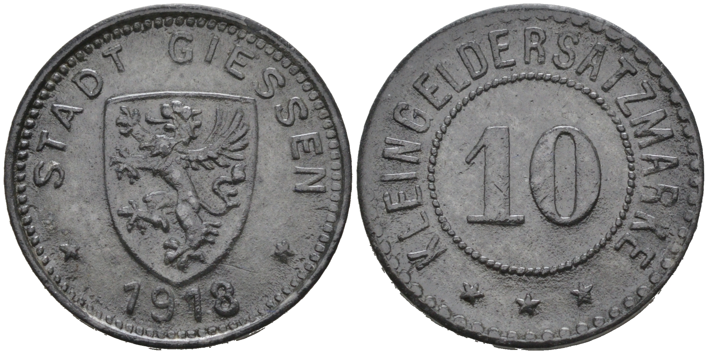 ГЕССЕН 10 ПФЕННИГОВ 1918 КЛЯЙНГЕЛЬДМАРКЕ, НОТГЕЛЬД цинк 75-1469