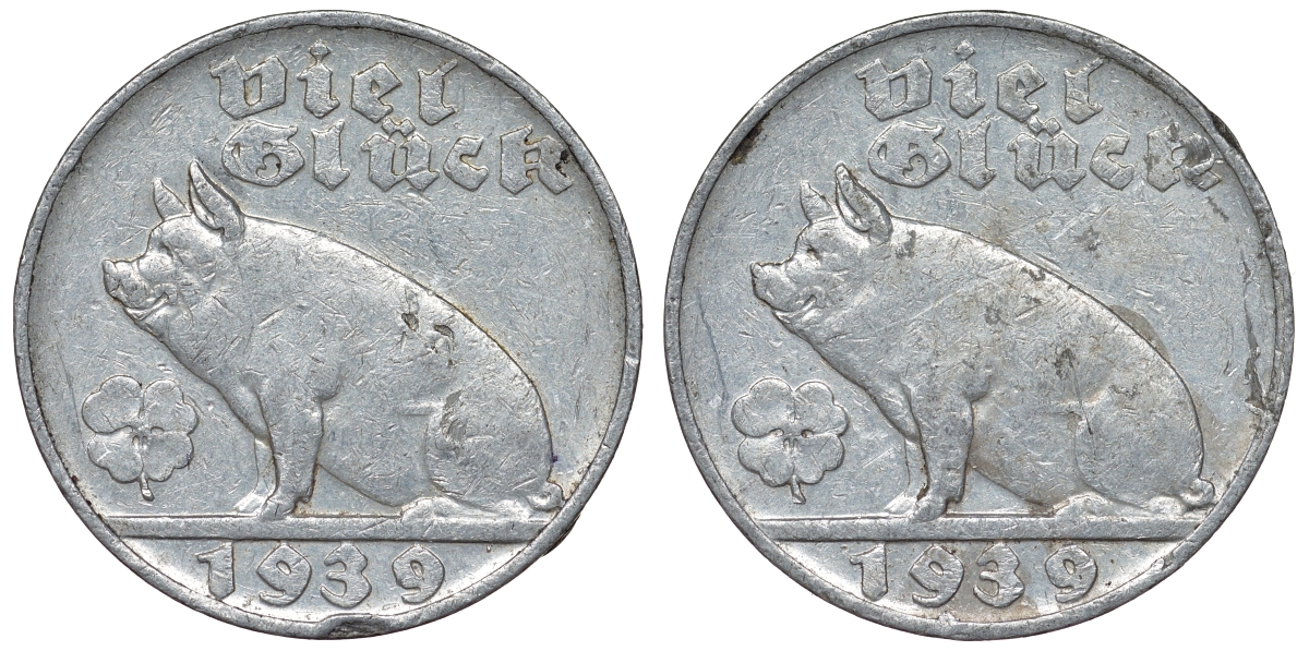 Австрия жетон 1939 удачи, свинья с клевером алюминий 4121-213