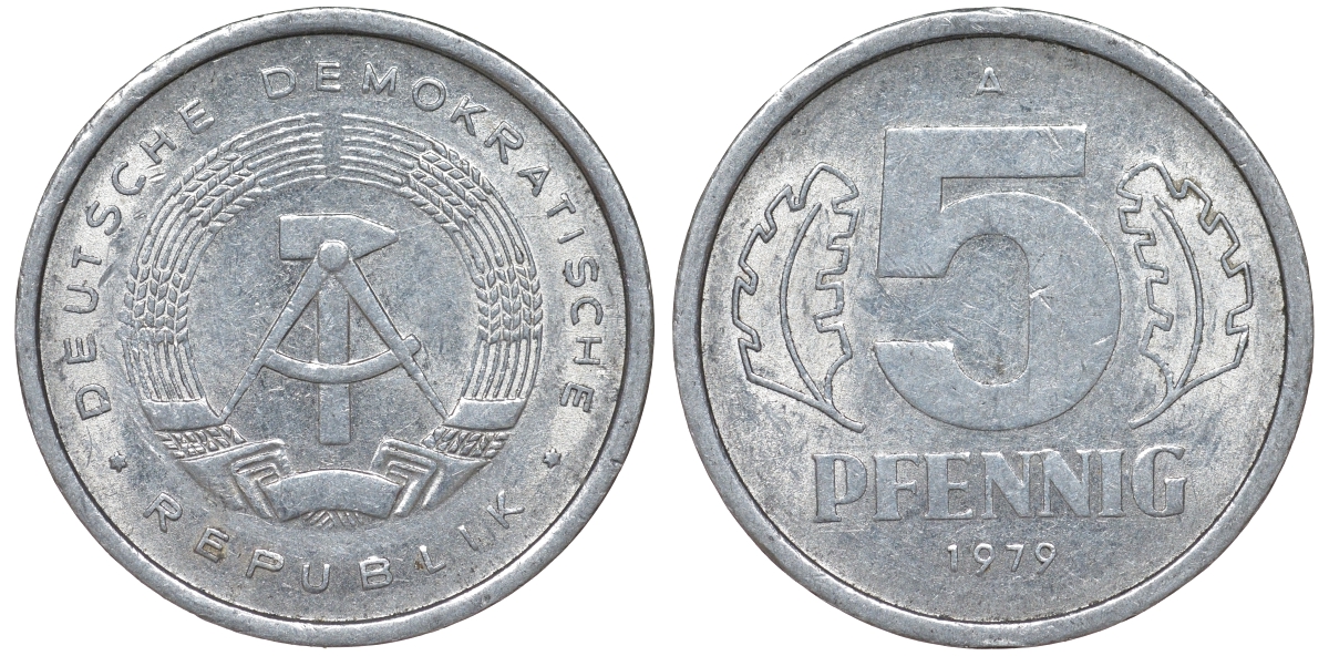 ГДР 5 ПФЕННИГОВ 1979 А алюминий 62-412