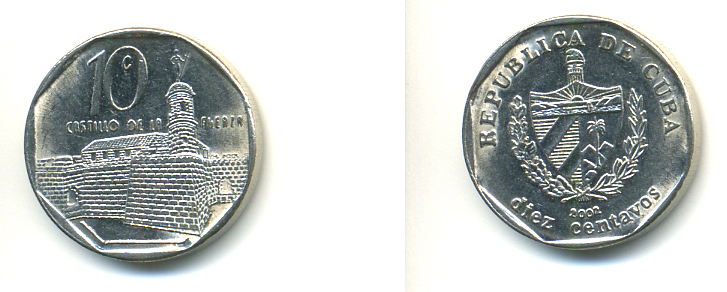 Куба 10 сентаво 2000 форт в Гаване Ла-Фуэрса KM 576.2 сталь плакированная никелем UNC 3999-253