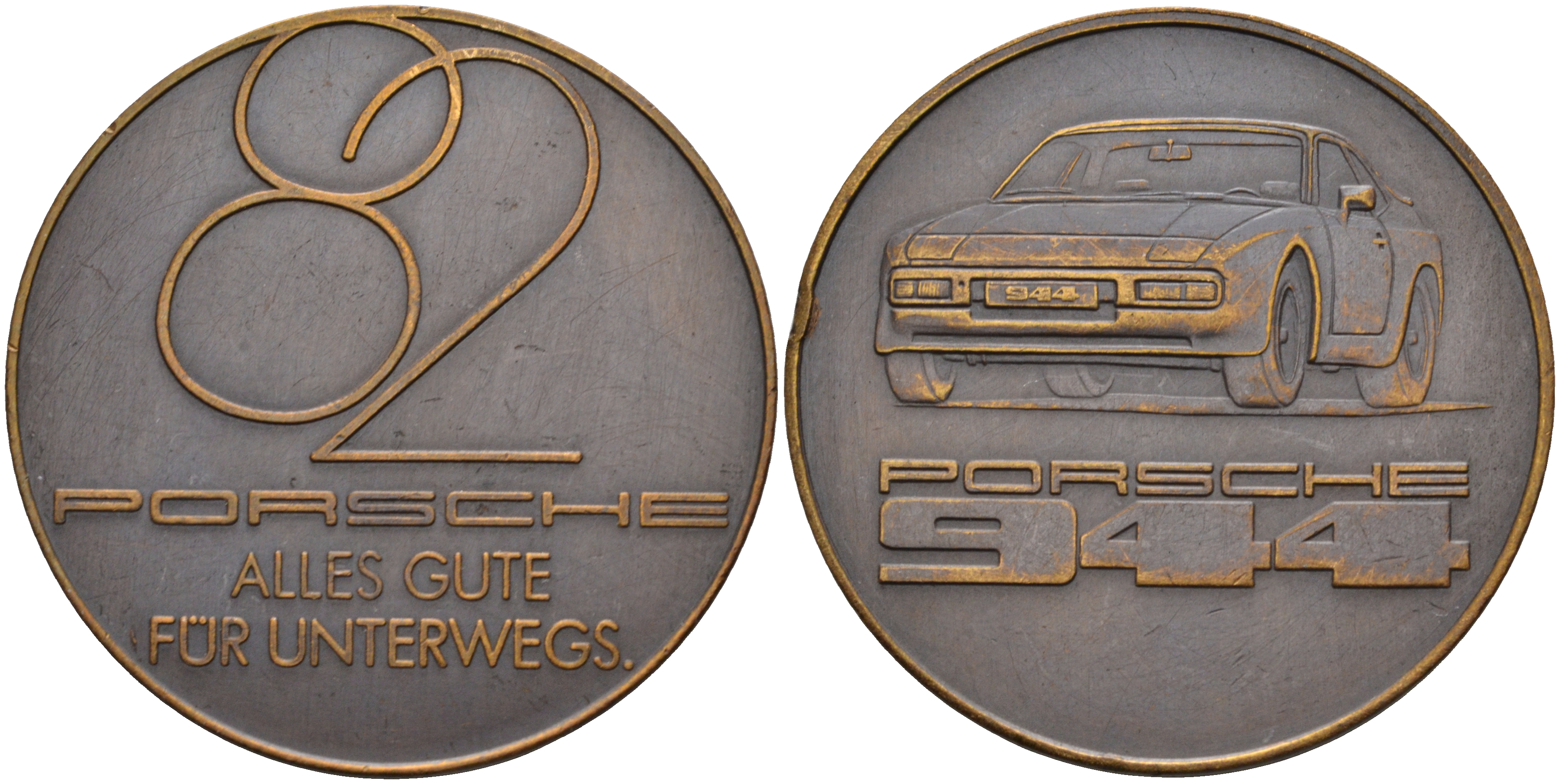 Германия медаль 1982 автомобиль Порше 944 диаметр 40 мм. вес 23,8 гр., хорошей дороги бронза 00-00