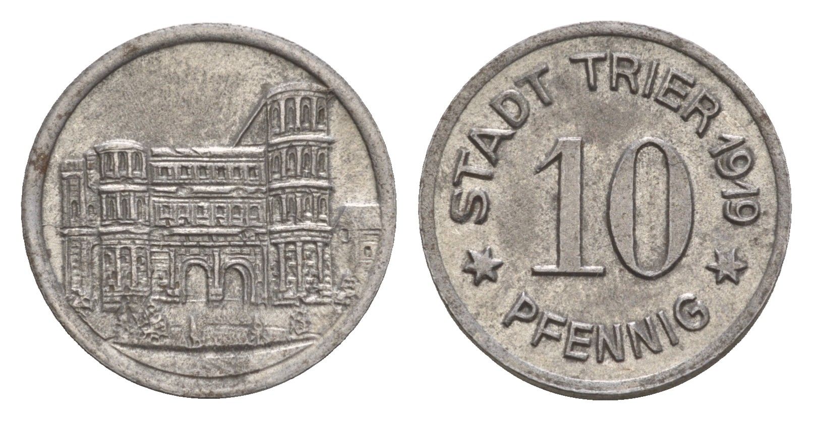 Трир 10 пфеннигов 1919 Funck 549.6, Men18 31517.6 железо 4659-345