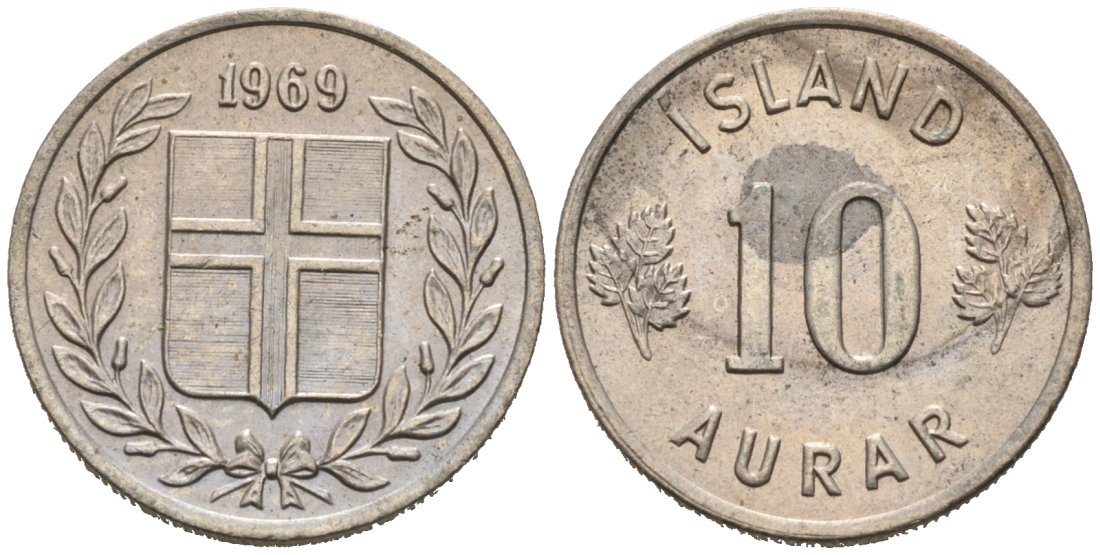 Исландия 10 эйре 1969 KM 10 медно-никель 4564-635