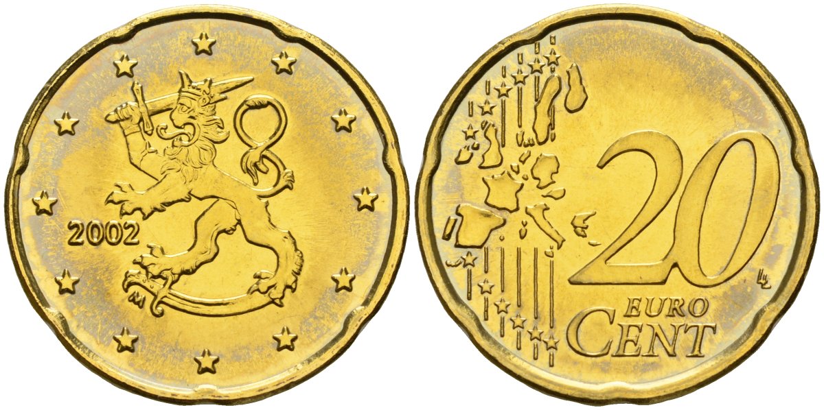 Финляндия 20 евроцентов 2002 KM 102 нордик UNC M57-09
