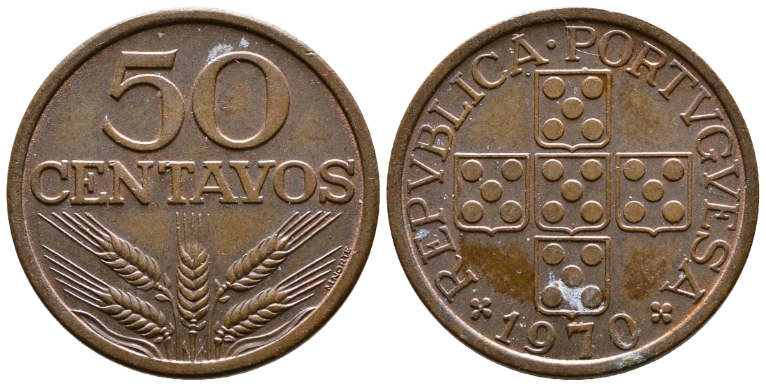 Португалия 50 сентаво 1970 КМ 596 бронза 57-1331