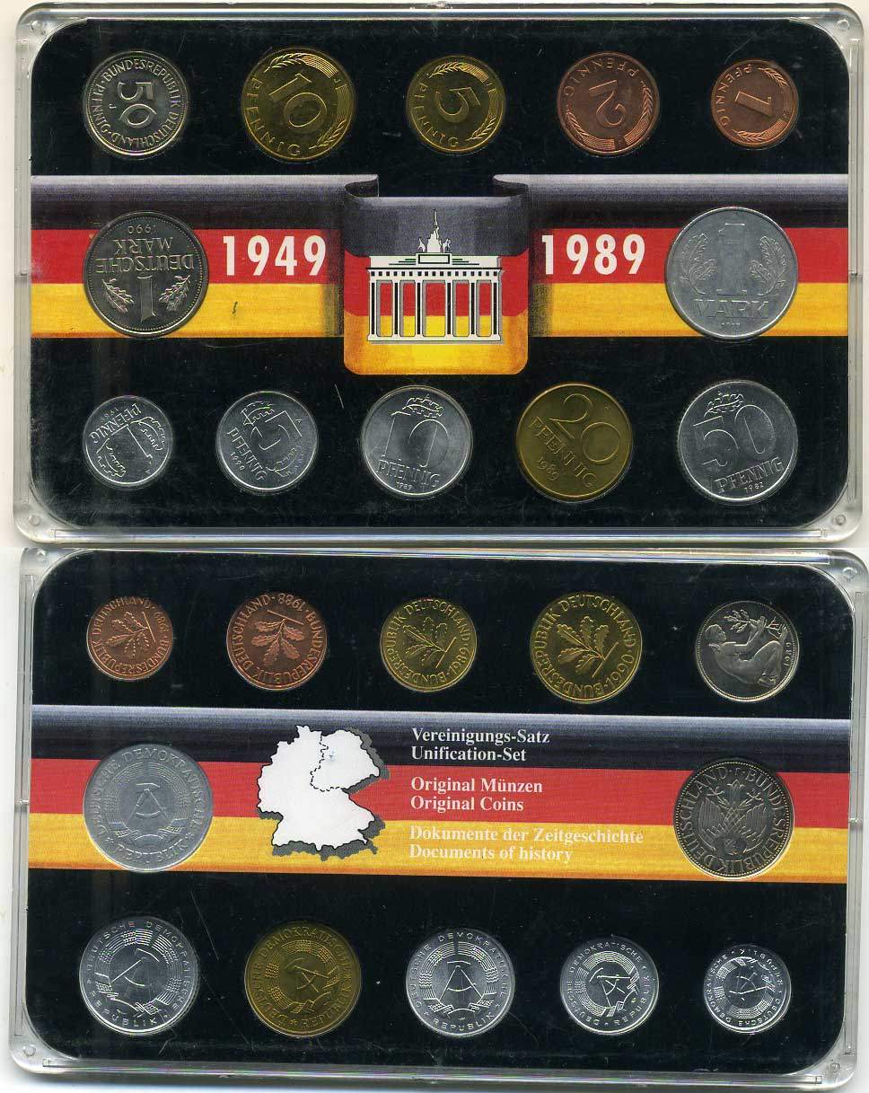 ГДР - ФРГ НАБОР ИЗ 12 МОНЕТ ОБЪЕДИНЕНИЕ ГЕРМАНИИ 06-081-33