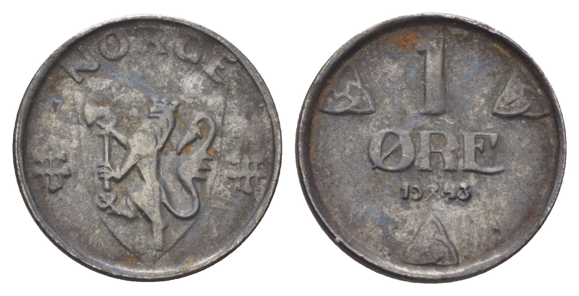Норвегия 1 эре 1943 Хокон VII (1905-1957) KM 387 железо 4701-542