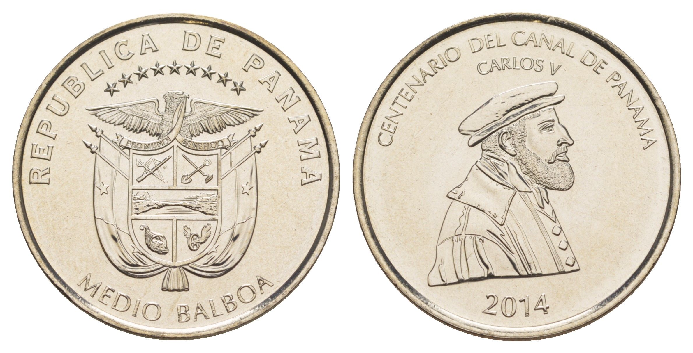 Панама 1/2 бальбоа (50 сентесимо) 2014 100 лет Панамскому каналу KM 145 медь плакированная медно-никелем UNC 4645-243