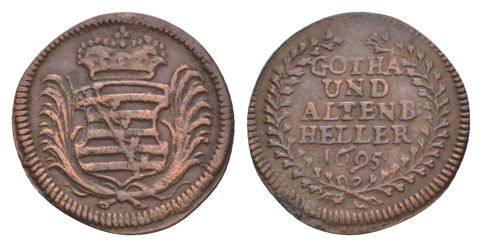 Саксен-Гота-Альтенбург 1 геллер 1695 KM 147 медь 413-2314