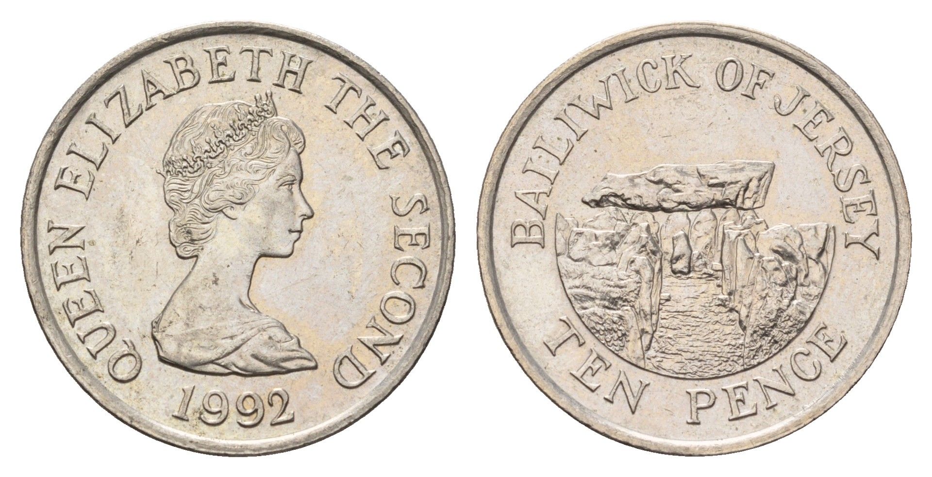 Джерси 10 пенсов 1992 Ла-Хуг-Би, Елизавета II (1952-2022) KM 57.2 медно-никель aUNC 4592-942