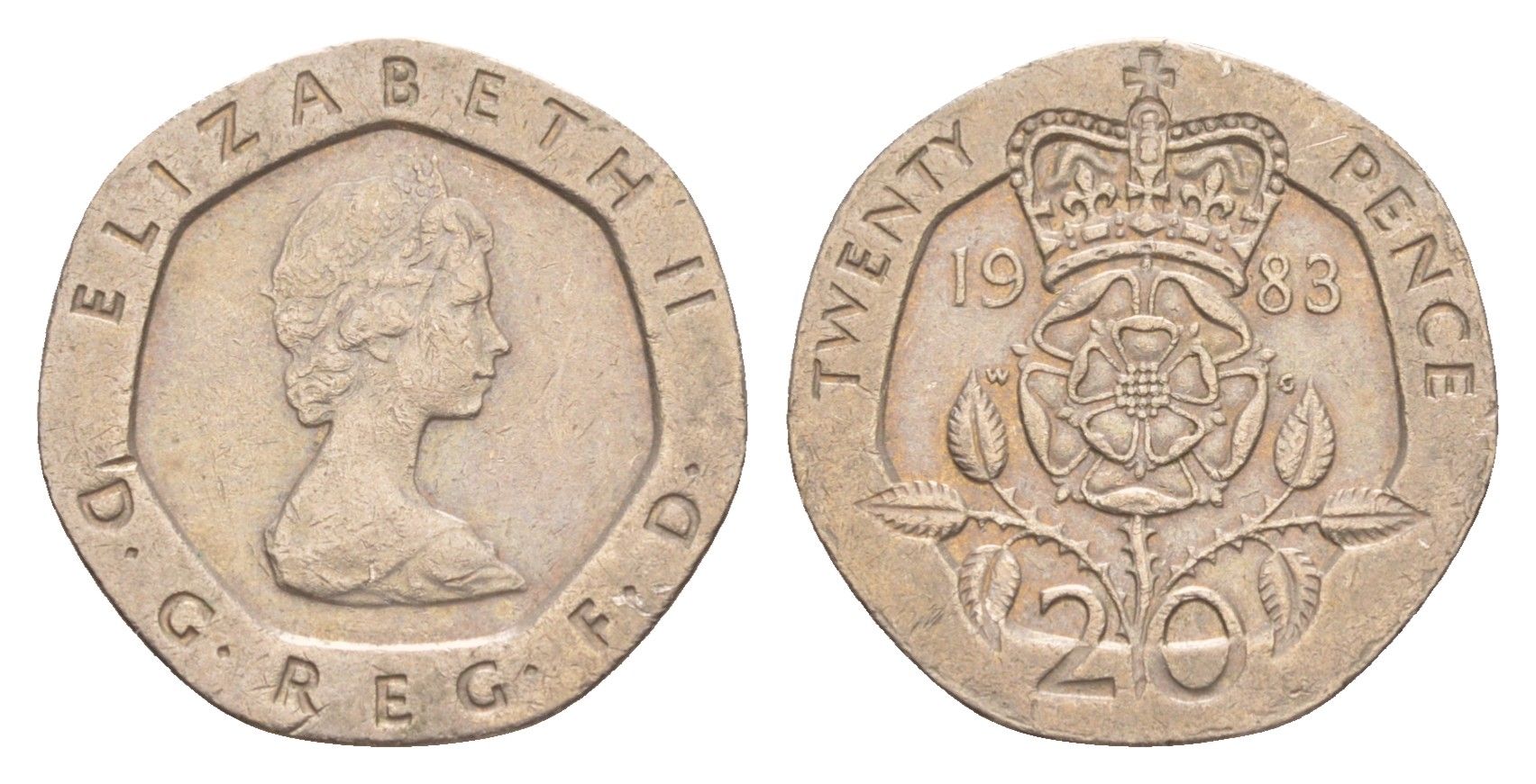 Великобритания 20 пенсов 1983 Елизавета II (1952-2022) KM 931, Spink 4230 (G1) медно-никель 4639-836