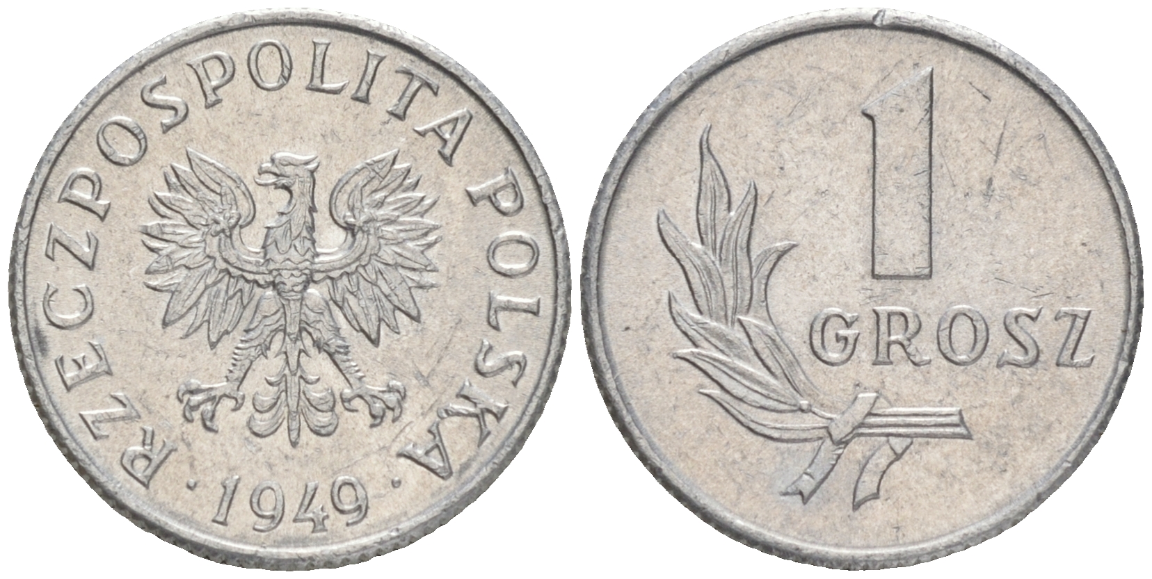 ПОЛЬША 1 ГРОШ 1949 KM 39 алюминий UNC 4516-733