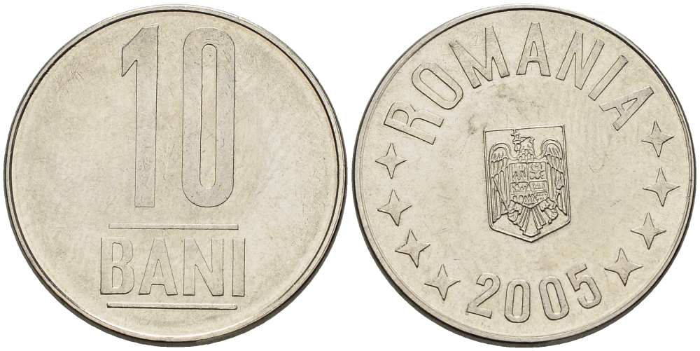 Румыния 10 бань (бани) 2005 KM 191 сталь плакированная никелем 4514-1047