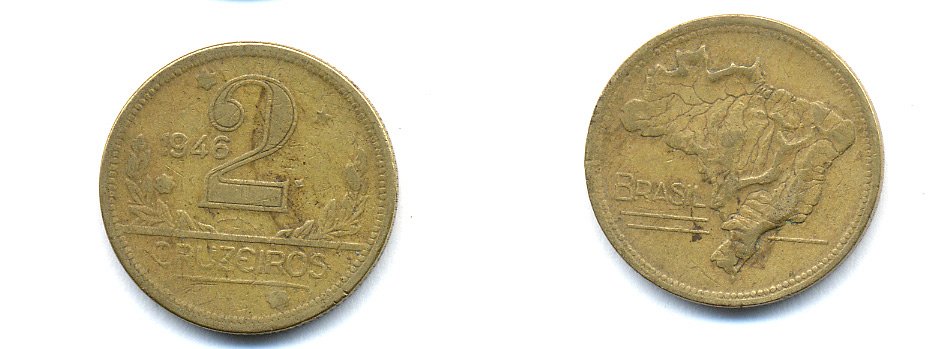 БРАЗИЛИЯ 2 КРУЗЕЙРО 1946 KM 559 алюминевая бронза 76-952