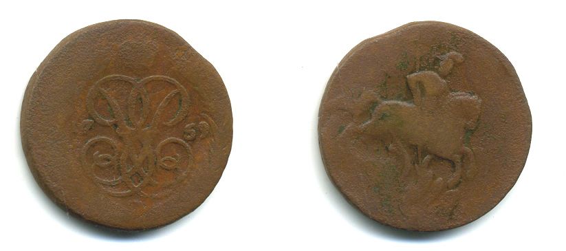 РОССИЯ 1 КОПЕЙКА 1759 медь 61-327