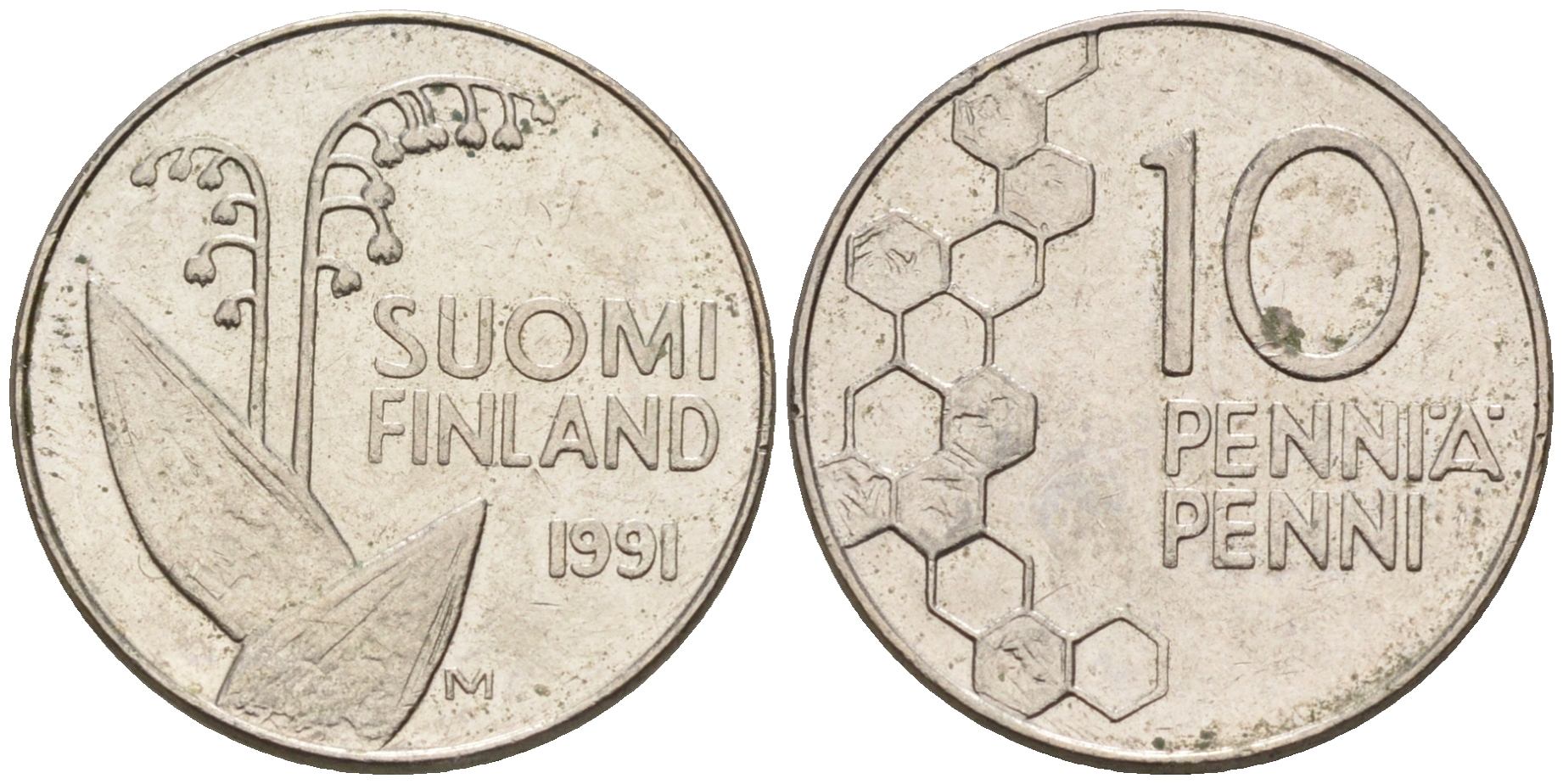 Финляндия 10 пенни 1991  KM 65 медно-никель    4189-116