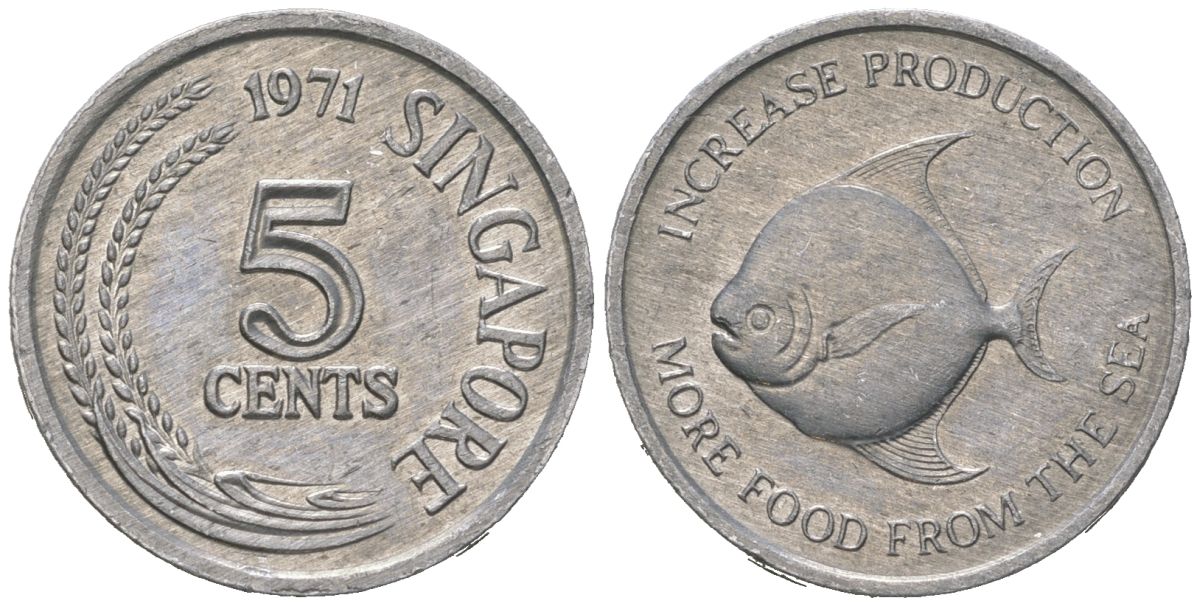 Сингапур 5 центов 1971 ФАО - Продовольственная программа KM 52 алюминий 4577-952