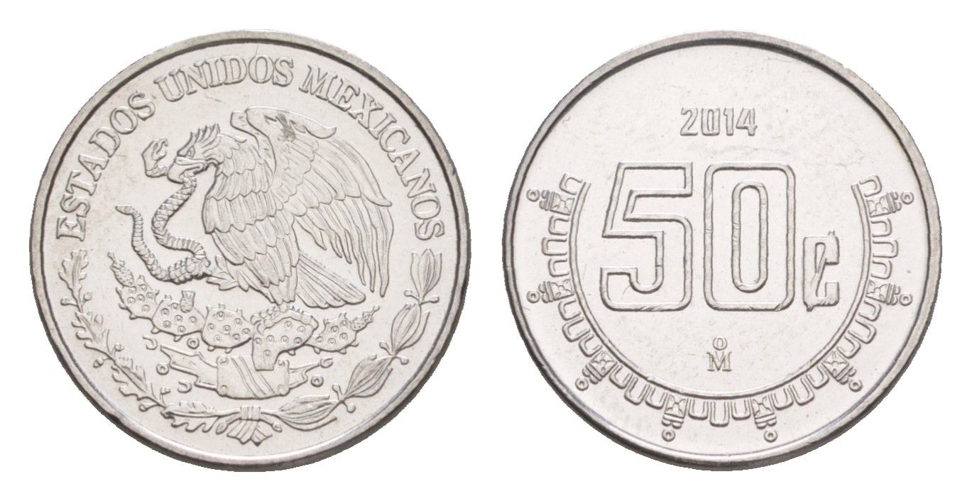 Мексика 50 сентаво 2014 Mo KM 936 нержавеющая сталь UNC 4636-517