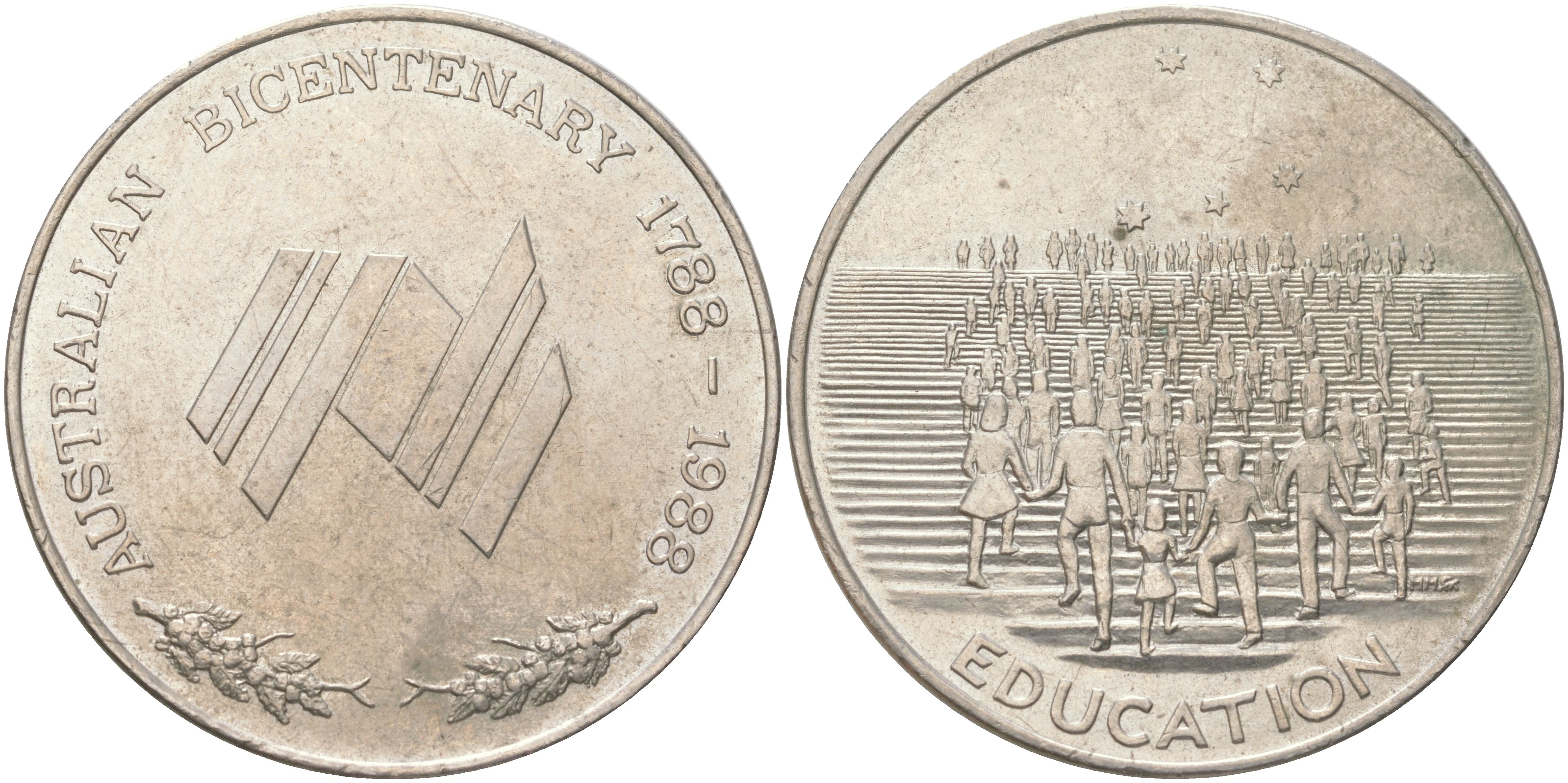 Австралия медаль "Двухсотлетие Австралии - Школьники" 1988 диаметр 40 мм, вес 26,7 медно-никель aUNC 1088-5-43