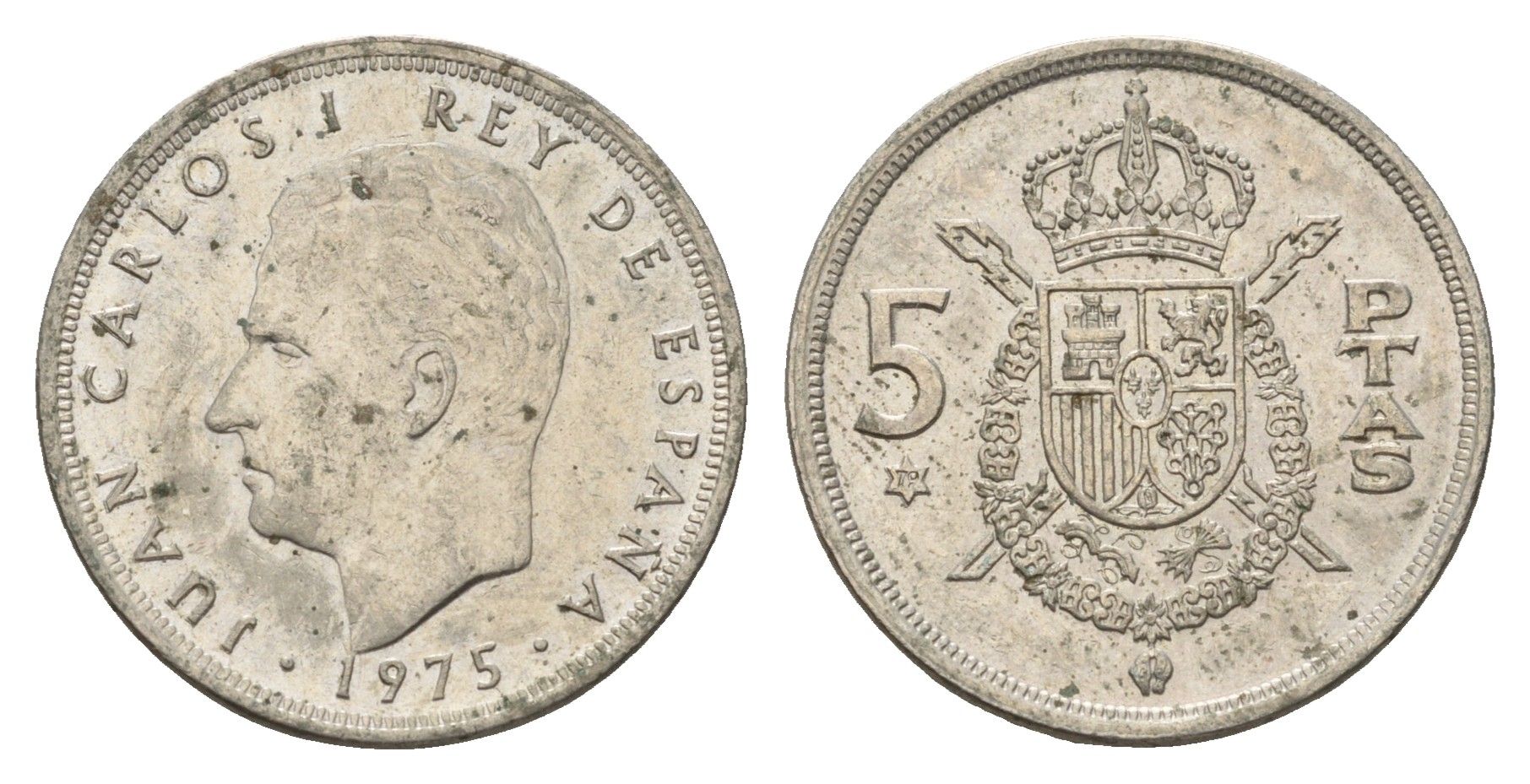 Испания 5 песет 1975 (79) Хуан Карлос I (1975-2014) KM 807 медно-никель 4673-957