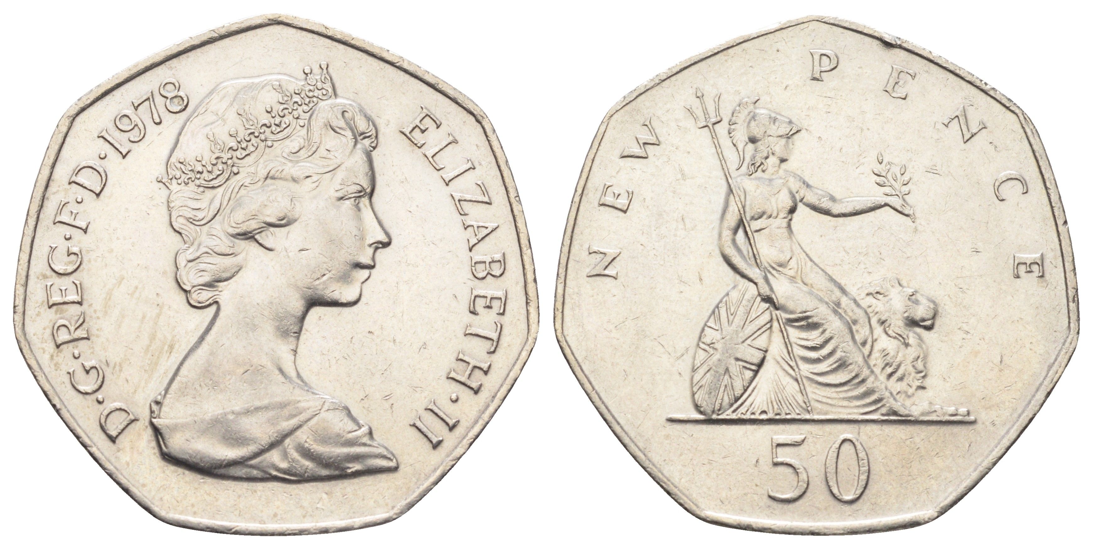 Великобритания 50 пенсов 1978 Елизавета II (1952-2022) KM 913, Spink 4223 (H1) медно-никель 4692-626