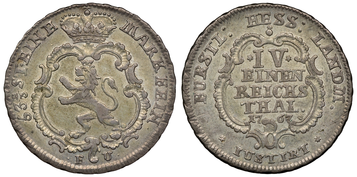 Гессен 1/4 талера 1767 KM 469 серебро 02-205-45