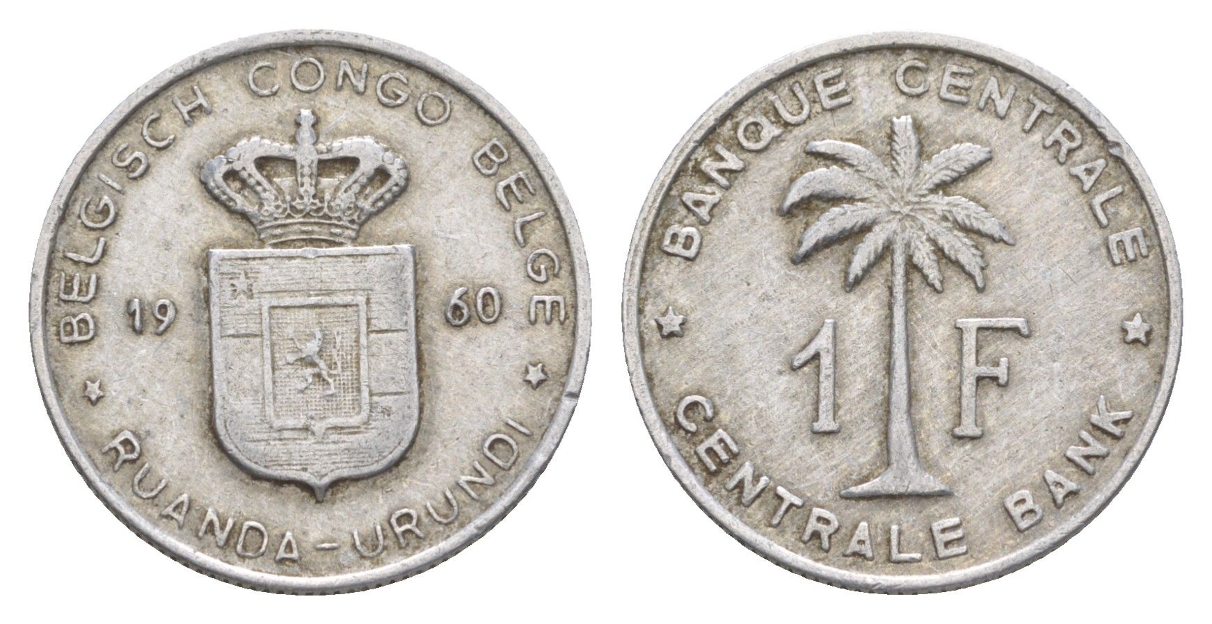Руанда-Урунди 1 франк 1960 KM 4 алюминий 4605-622