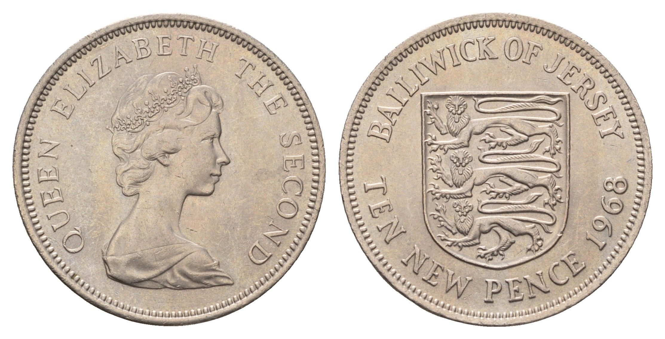 Джерси 10 пенсов 1968 Елизавета II (1952-2022) KM 33 медно-никель UNC 4634-423