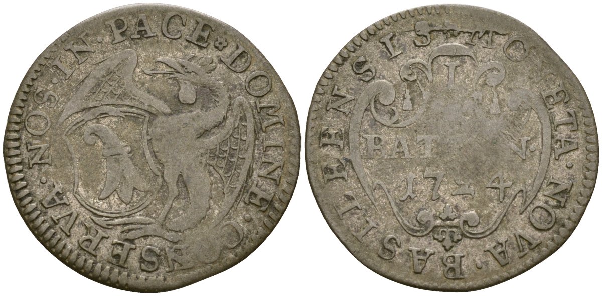 Базель, Швейцария 1 батцен 1724 KM 139 биллон 00-00