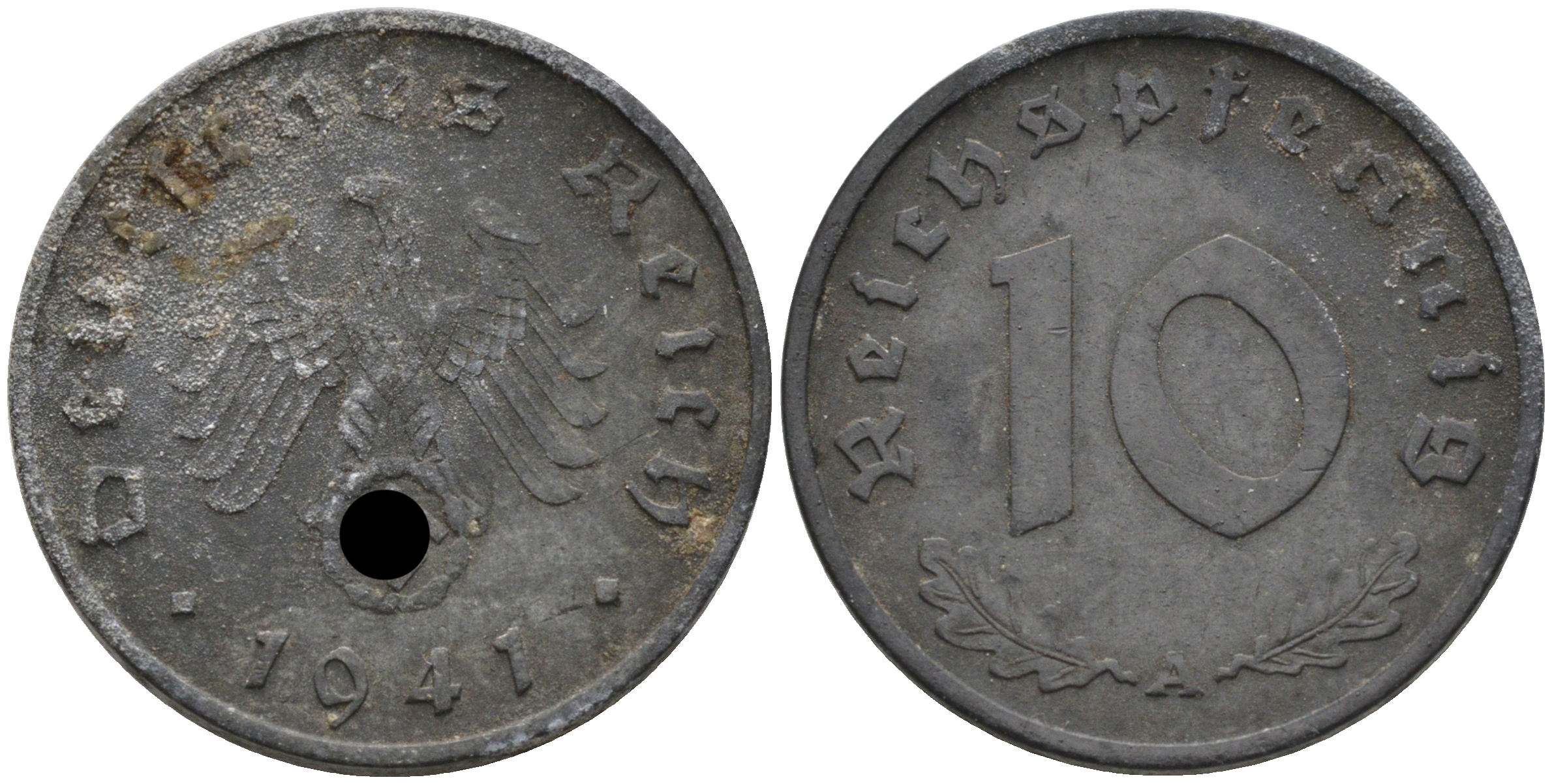 Германия 10 рейхспфеннигов 1941 А KM 101, J. 371 цинк 4116-556