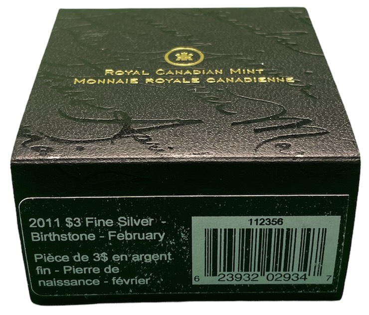 Канада 3 доллара 2011 на день рождения, февраль, камень месяца аметист KM NEW серебро PROOF 4-3-4-27