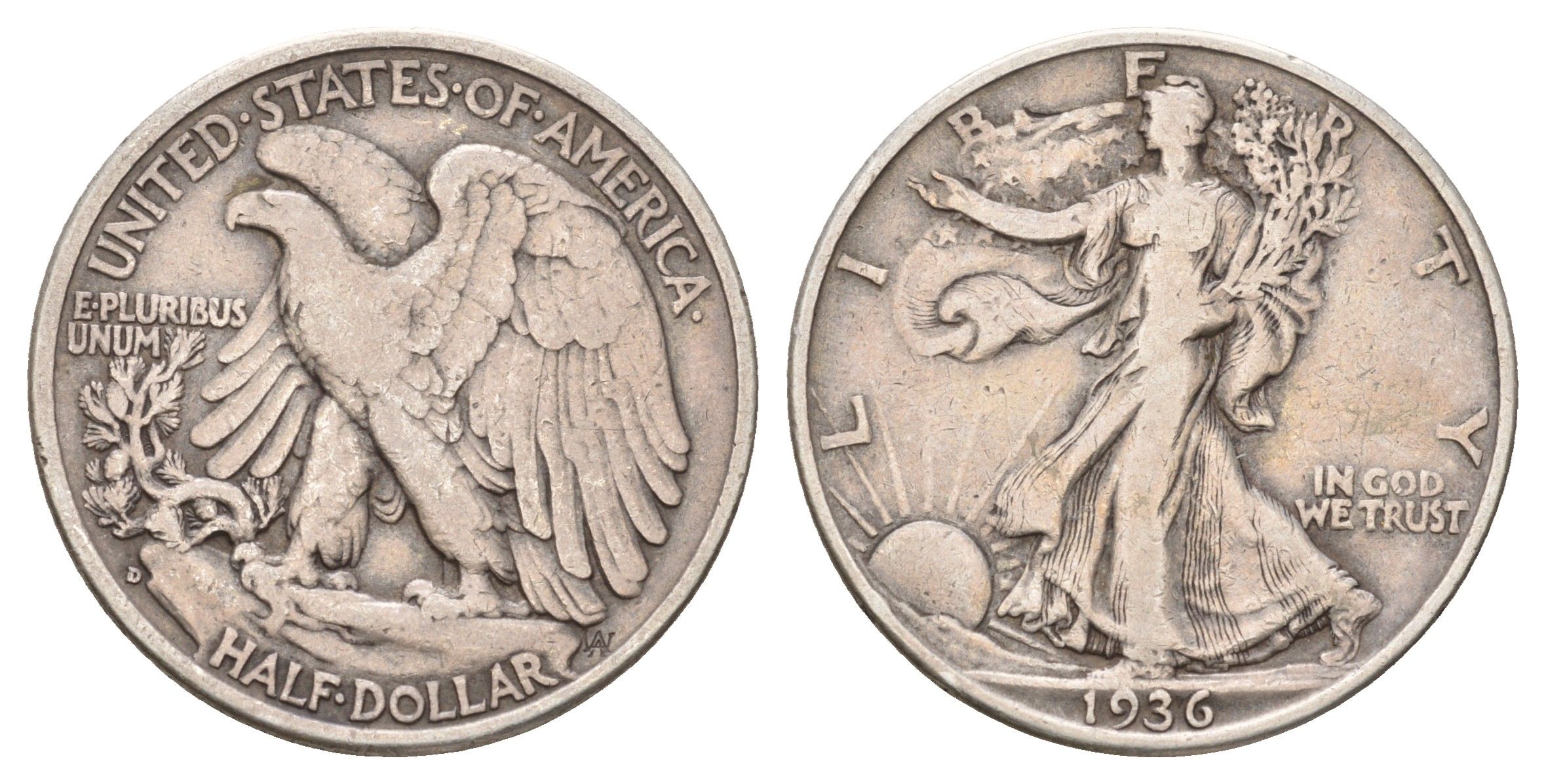 США 1/2 доллара (50 центов) 1936 D KM 142 серебро 4127-2121