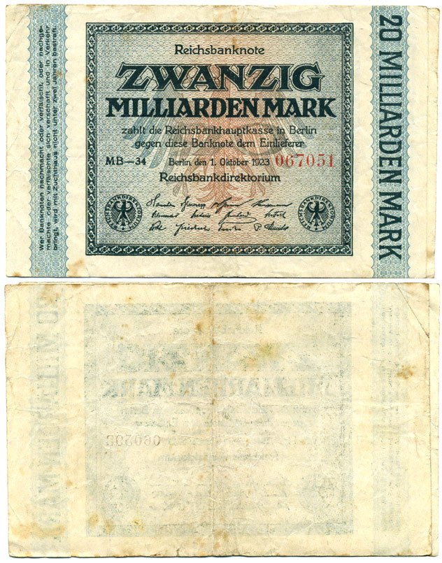 Германия 20000000000 марок 1923  Pick 118 f, Rosenberg 115  бумага   7548-76-2-2